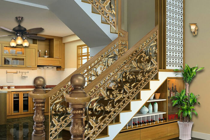 Cầu thang, lan can nhôm đúc phong cách hiện đại Cầu thang, lan can nhôm đúc phong cách hiện đại